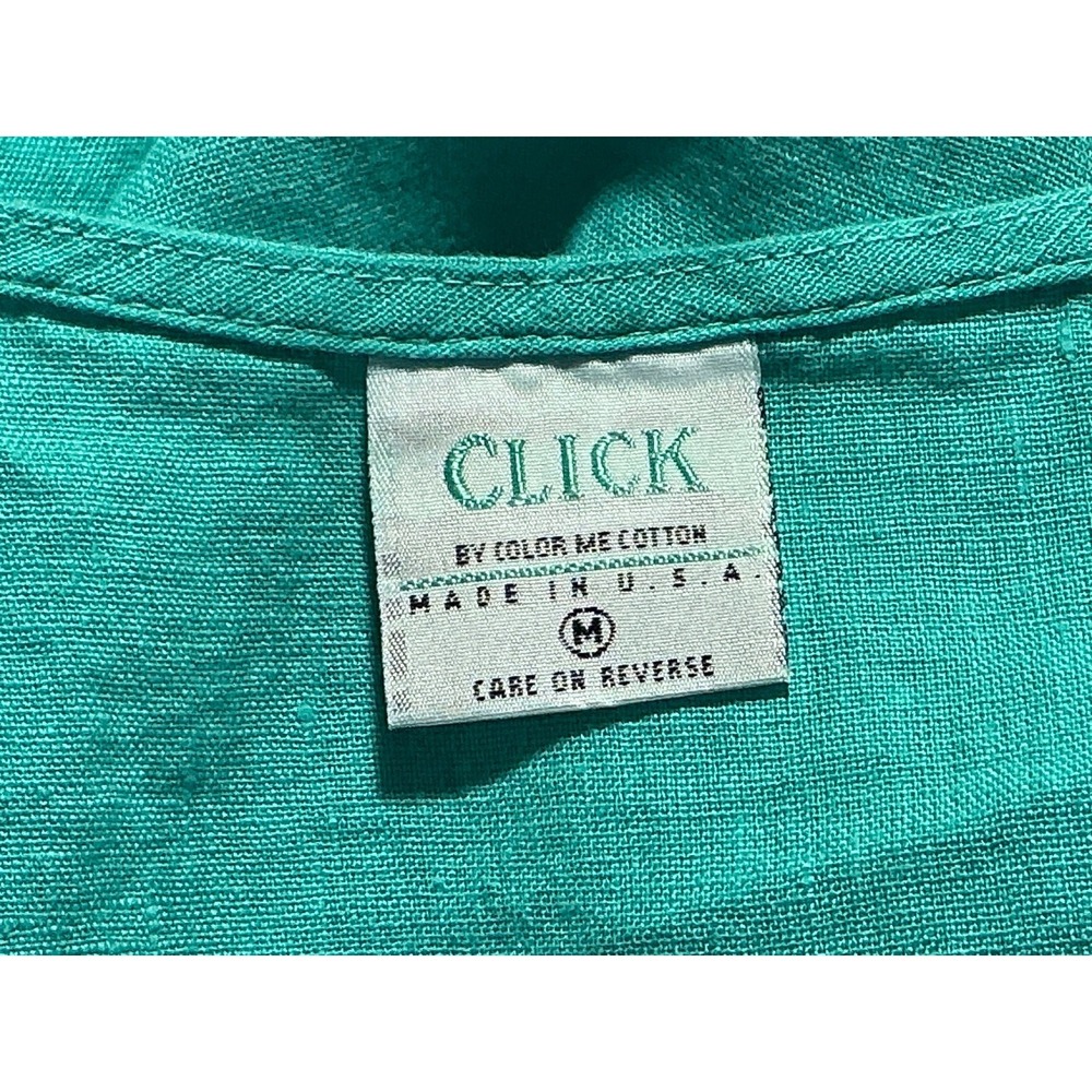 CLICK By Color Me‎ Cotton turquoise Linen Dress Medium Lagenlook Vintage - Picture 6 of 10